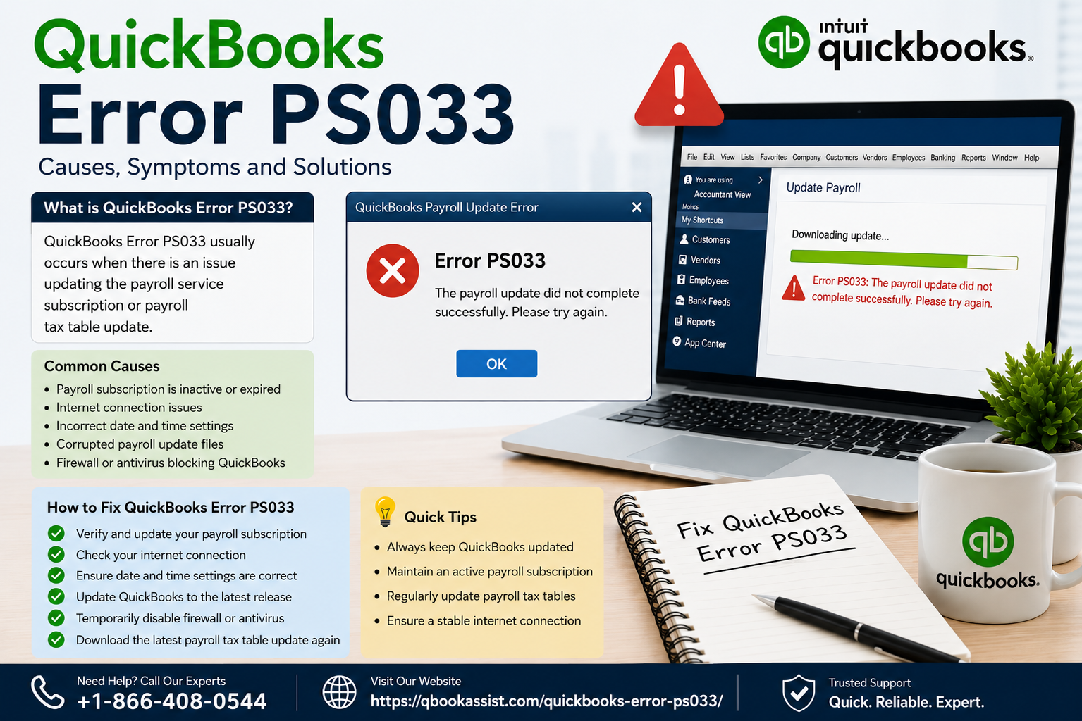 QuickBooks Error PS033 Solution | Causes & Troubleshoot | ZirVeDe